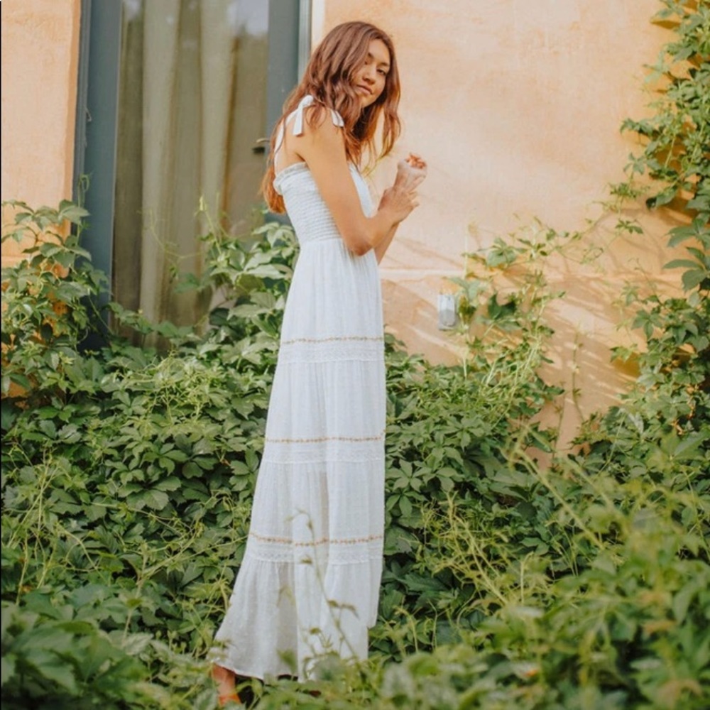 White Smocked Maxi Dress